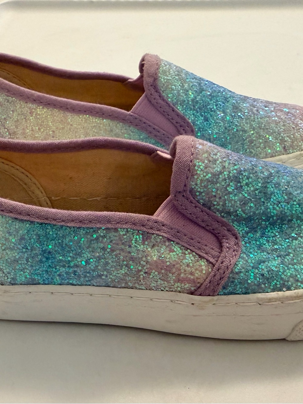 Girls' Glitter Slip-On Sneakers - Lilac Teal
